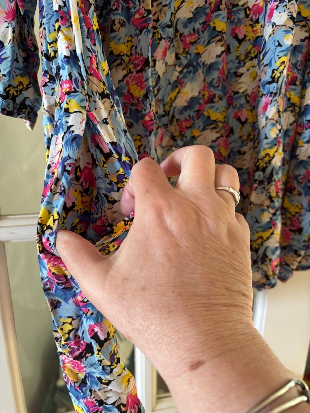Free People Blue Multi Floral Button-Up Peasant Blouse - Picture 8 of 13